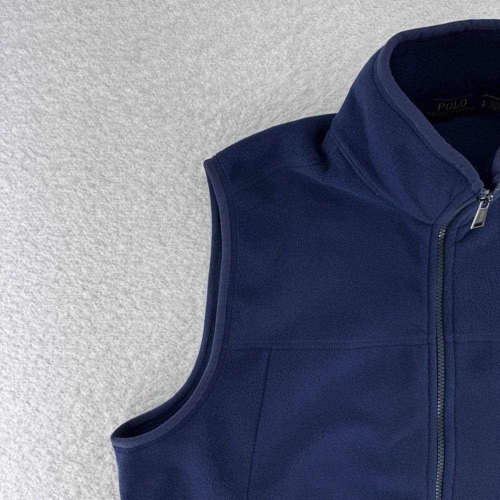Polo Ralph Lauren Fleece Full Zip Vest Mens Large Navy Blue